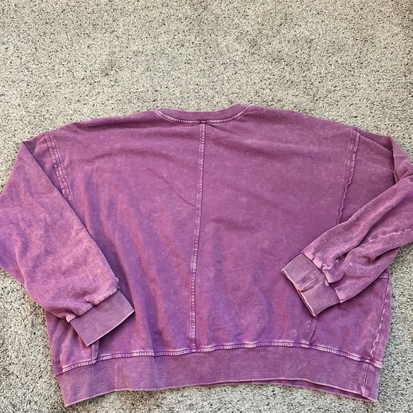 Easel Purple Crew Neck Sweater with Floral Stitching - Picture 8 of 8